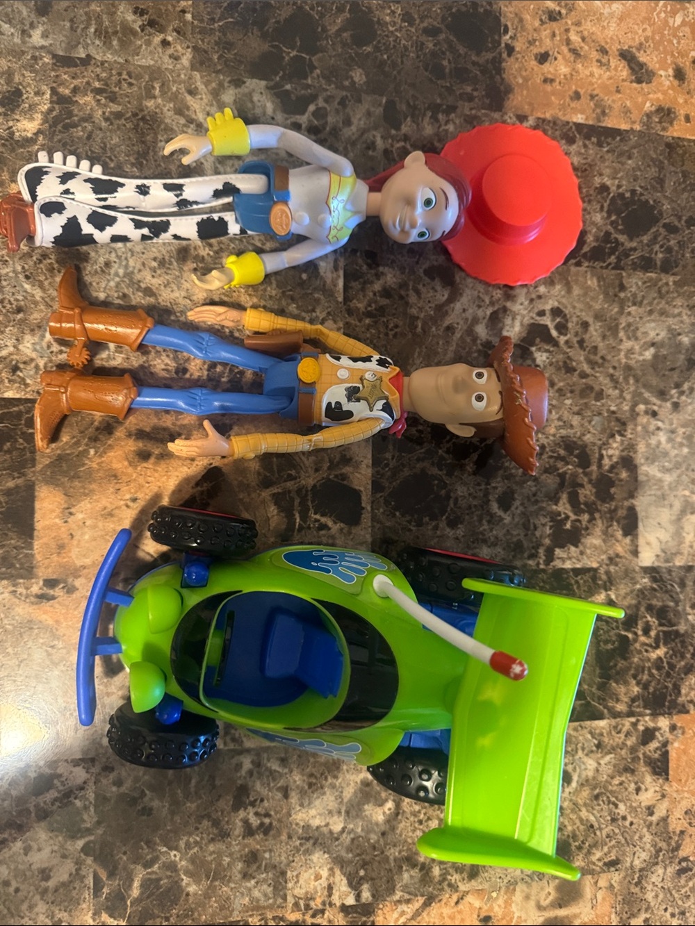 Woody & Jessie Figure Set with Bright Green Racer Car